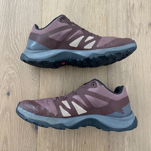 Salomon Shoes Women 8.5 Kaneo W 413812 Hiking Peppercorn Mahogany Burgundy - Picture 6 of 14